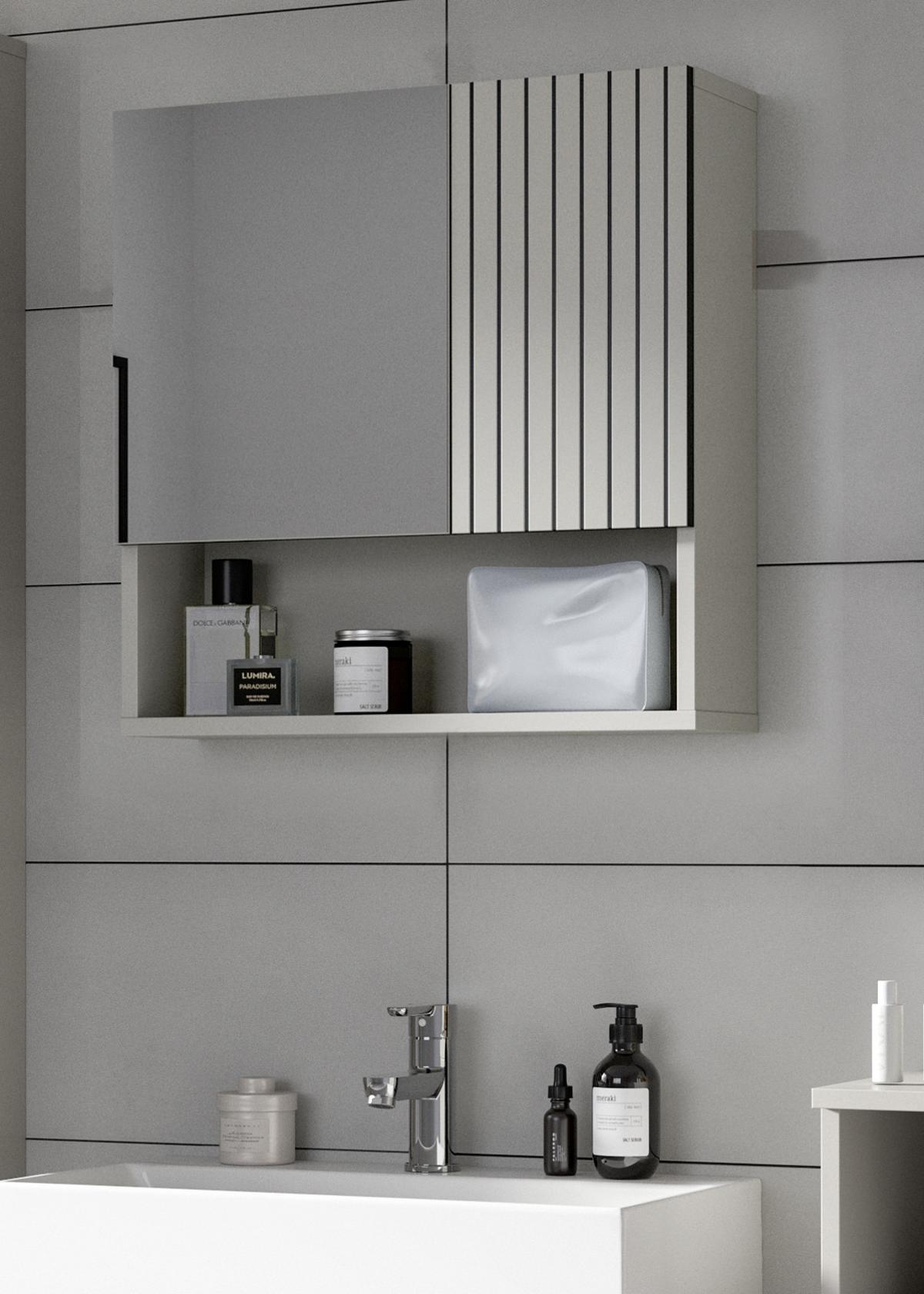 SPIEGELSCHRANK Kaschmir, Badschrank mit Spiegel 54 cm - Kaschmir, Glas/Holzwerkstoff (54/55/17cm) - Inn.Furn