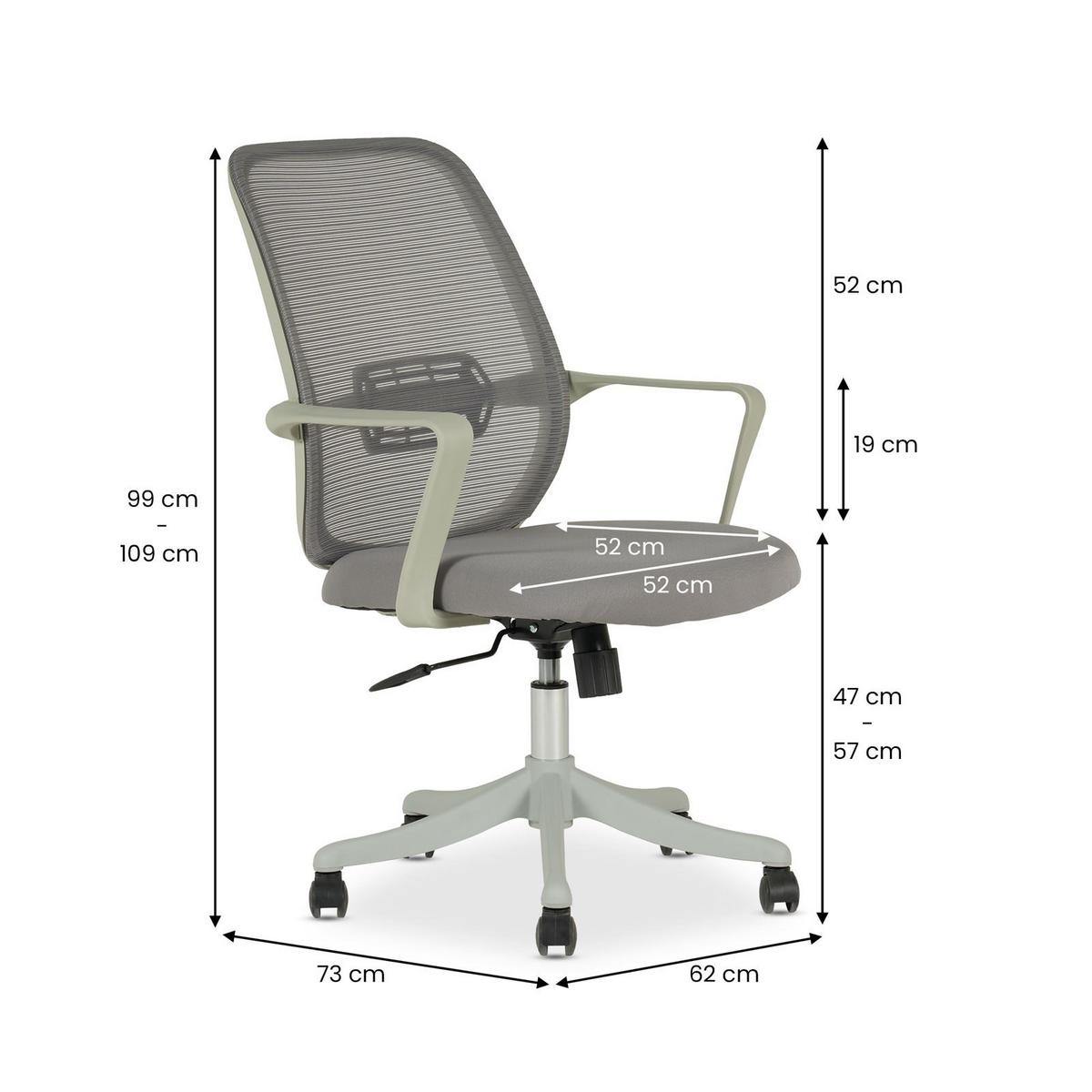 BÜRODREHSTUHL MOLLIS grau - Grau, Textil (63/98/63cm) - IDIMEX