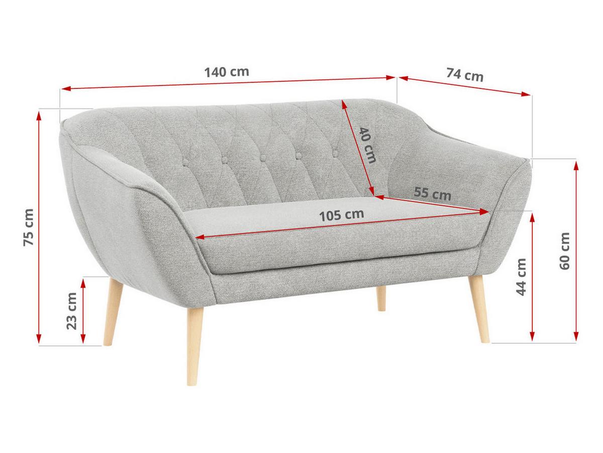 SOFA Pirs 2 Sitzer Strukture Hellgrau - Hellgrau/Braun, Holz/Textil (140/75/74cm) - MKS