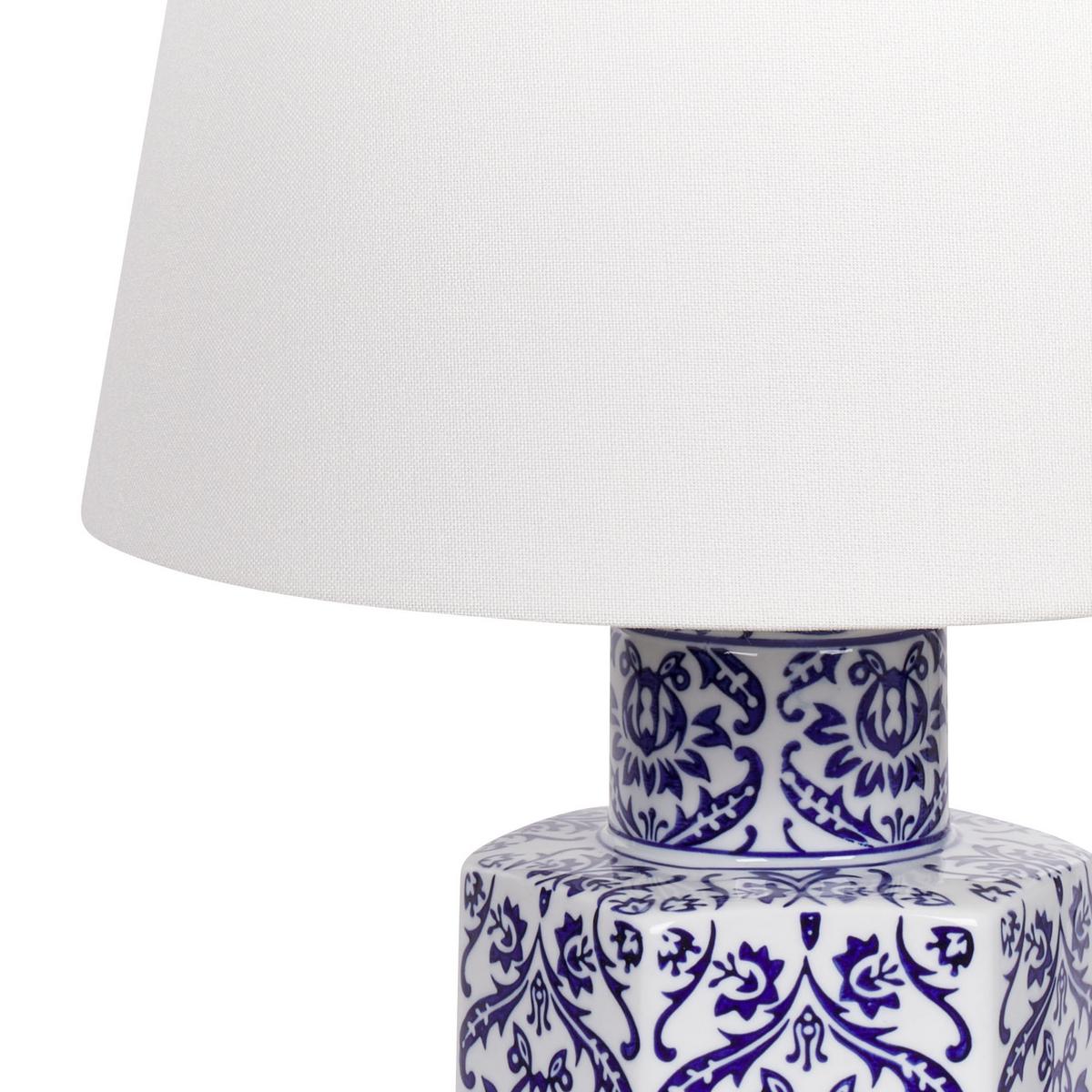 TISCHLEUCHTE Blau/Weiß Marcelin - Blau/Weiß, Keramik (33/33/53cm) - Beliani