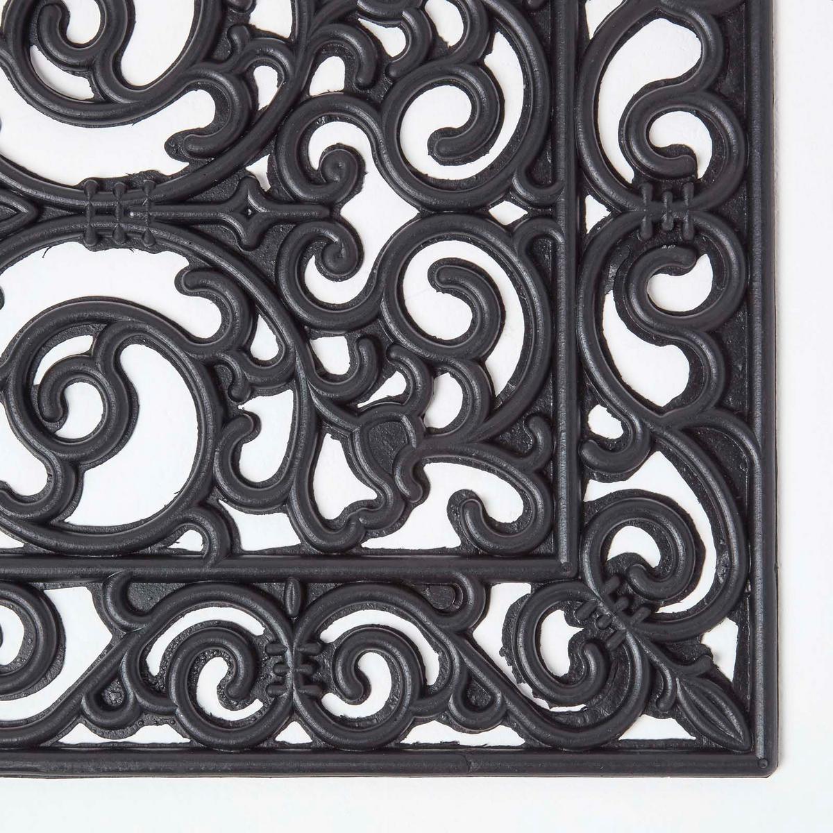 FUSSMATTE Ornament, Gummi 40/60 cm - Schwarz, Naturmaterialien (40/60cm) - Homescapes
