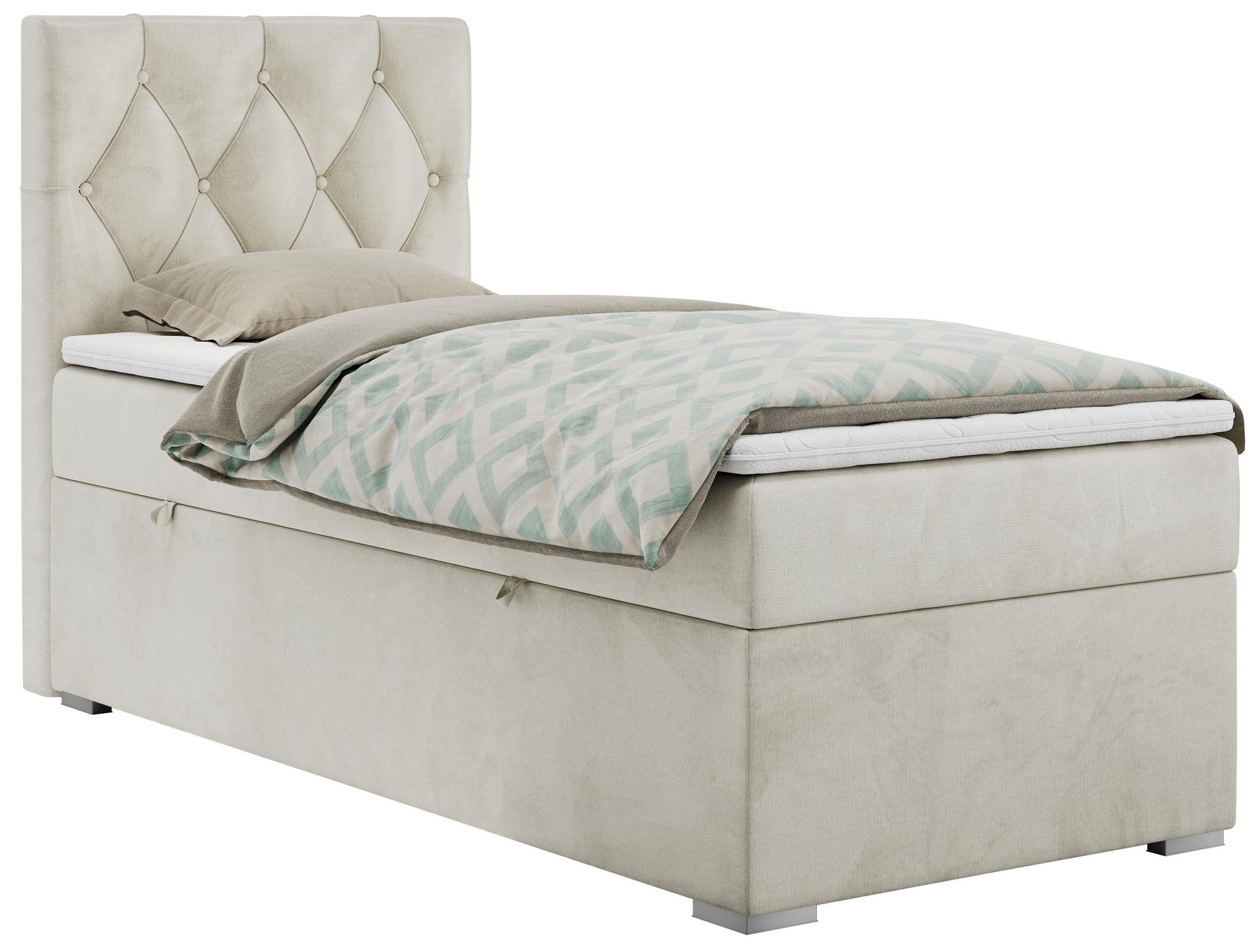BOXBETT ALDA 90/200 Beige Velvet - H3 - Links Seite - Beige, Holz/Textil (90/200cm) - MKS