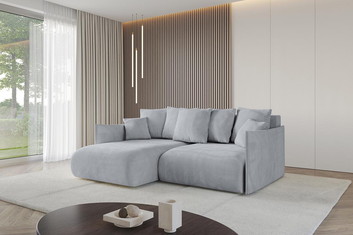 ECKSOFA Ottomane links ONESK-L 216x177x72 Hellgrau Velours - Titanfarben/Hellgrau, Holzwerkstoff/Kunststoff (216/177cm) - ALTDECOR