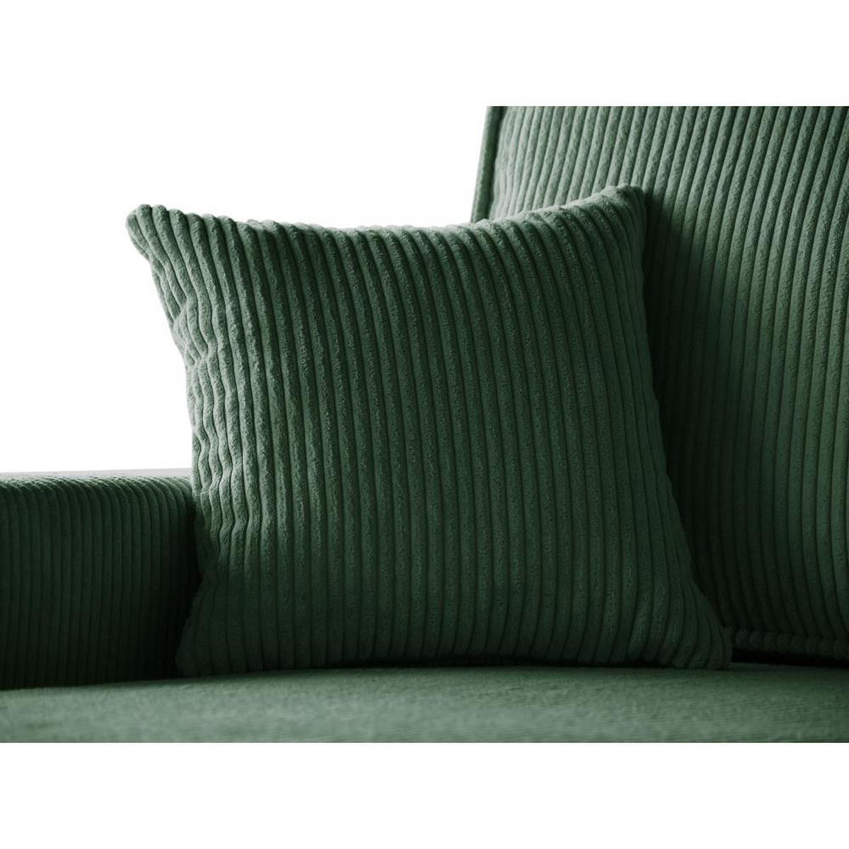ECKSCHLAFSOFA mit Schlaffunktion Hektor, 247 cm, Ottomane 70 cm, dunkelgrün - Dunkelgrün/Schwarz, Kunststoff/Textil (247/152cm) - Beautysofa