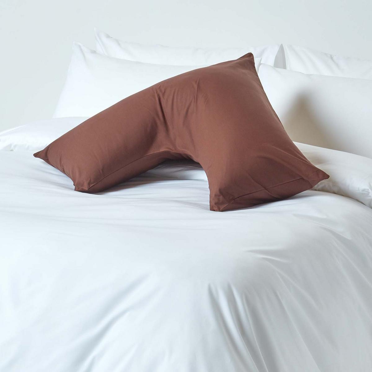 KISSENBEZUG für V-Form-Kissen, Perkal, Fadendichte 200 - Braun, Textil (38/76cm) - Homescapes