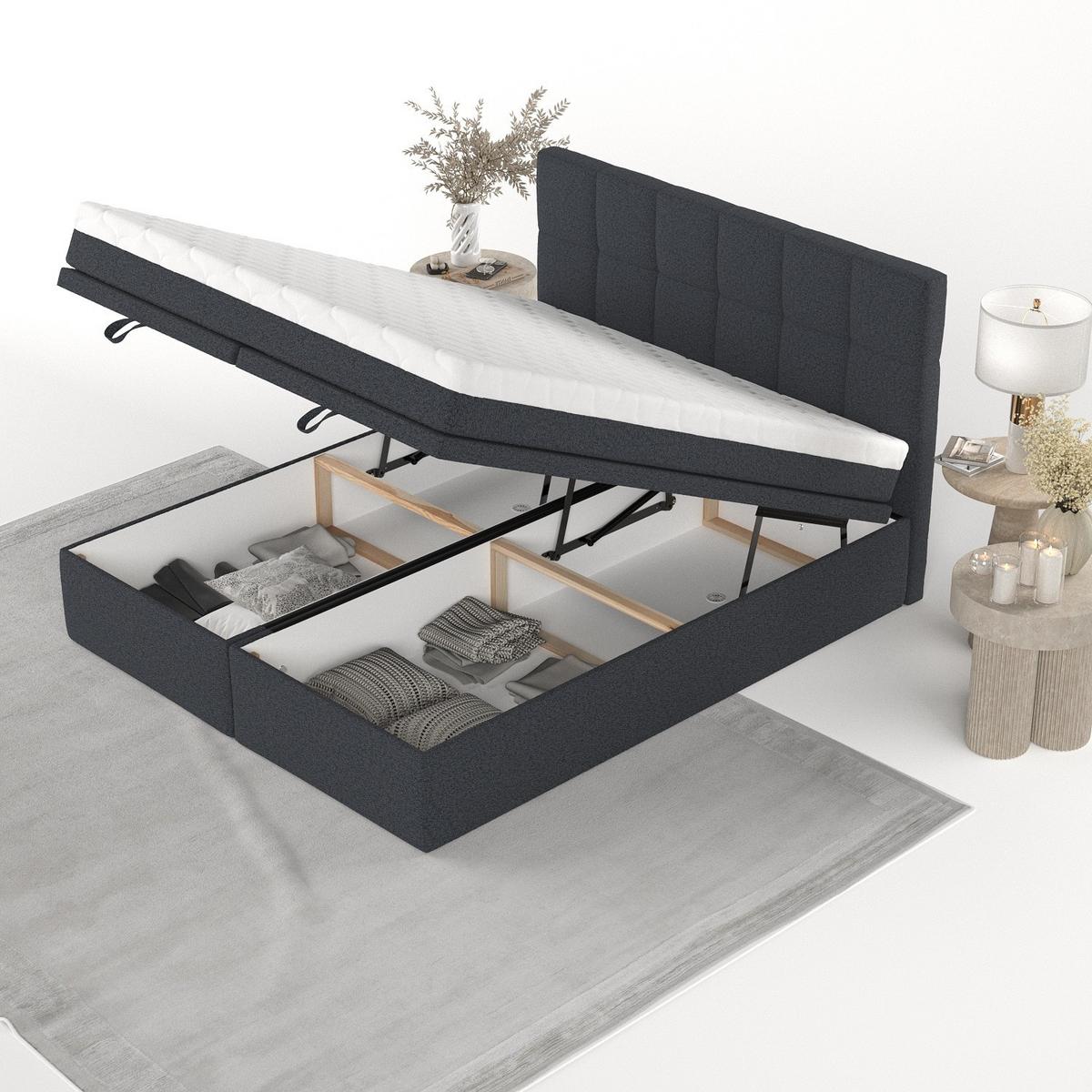 BOXBETT Elano 160/200 cm Anthrazit im Riva Stoff - Anthrazit/Schwarz, Holz/Holzwerkstoff (160/200cm) - AltaBeds