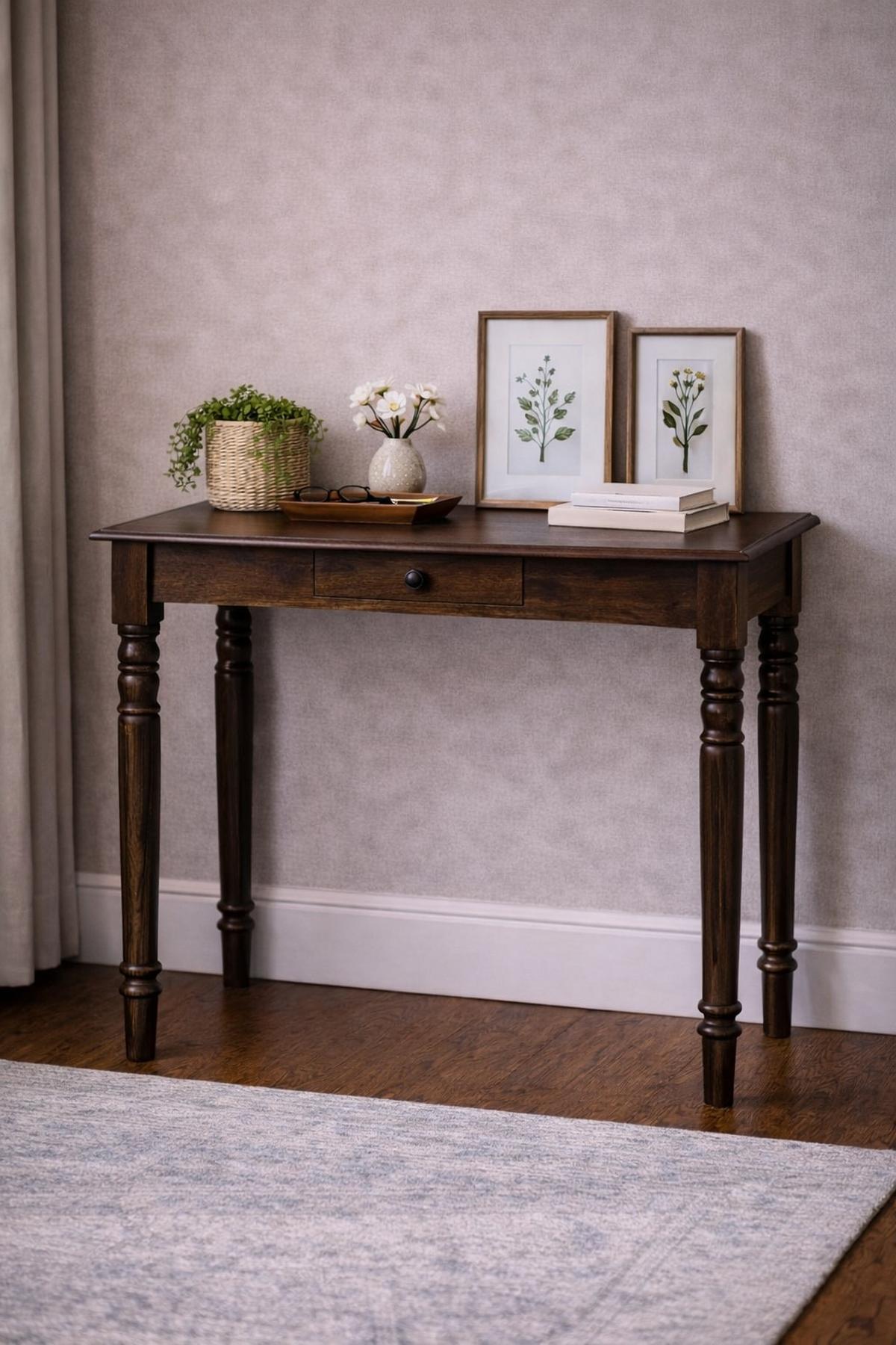 SCHREIBTISCH Klassisches Grau-Finish, 1 Schublade, Braun - Braun, Holz (80/45/80cm) - Artisan Furniture