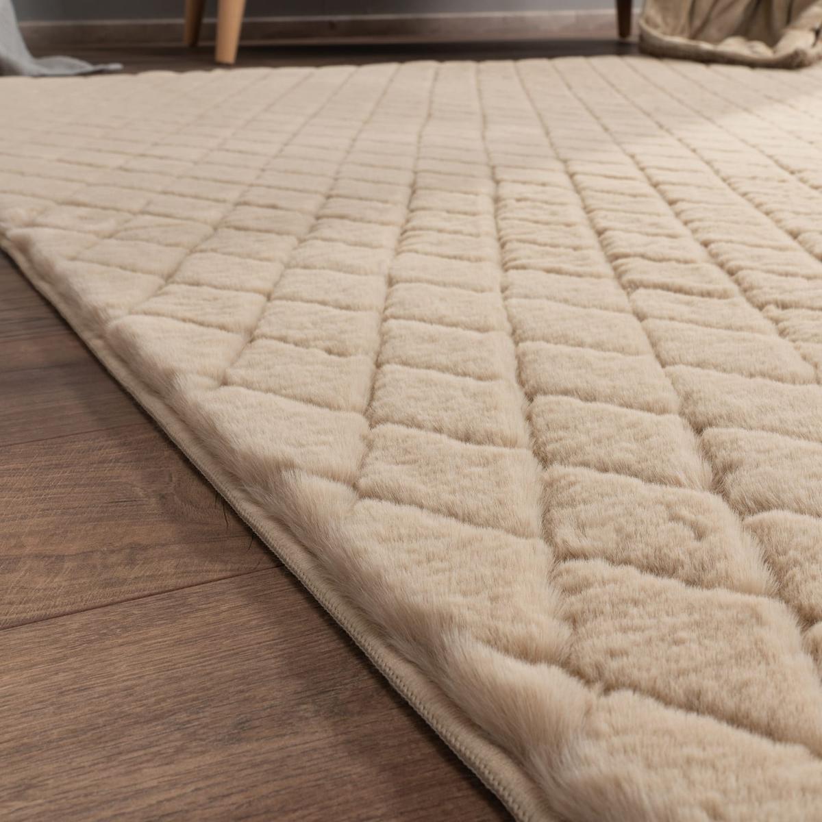 HOCHFLORTEPPICH, mit Struktur, Florhöhe 22 mm, Beige, 120 x 160 cm - Beige, Textil (160/120cm) - KADIMA DESIGN