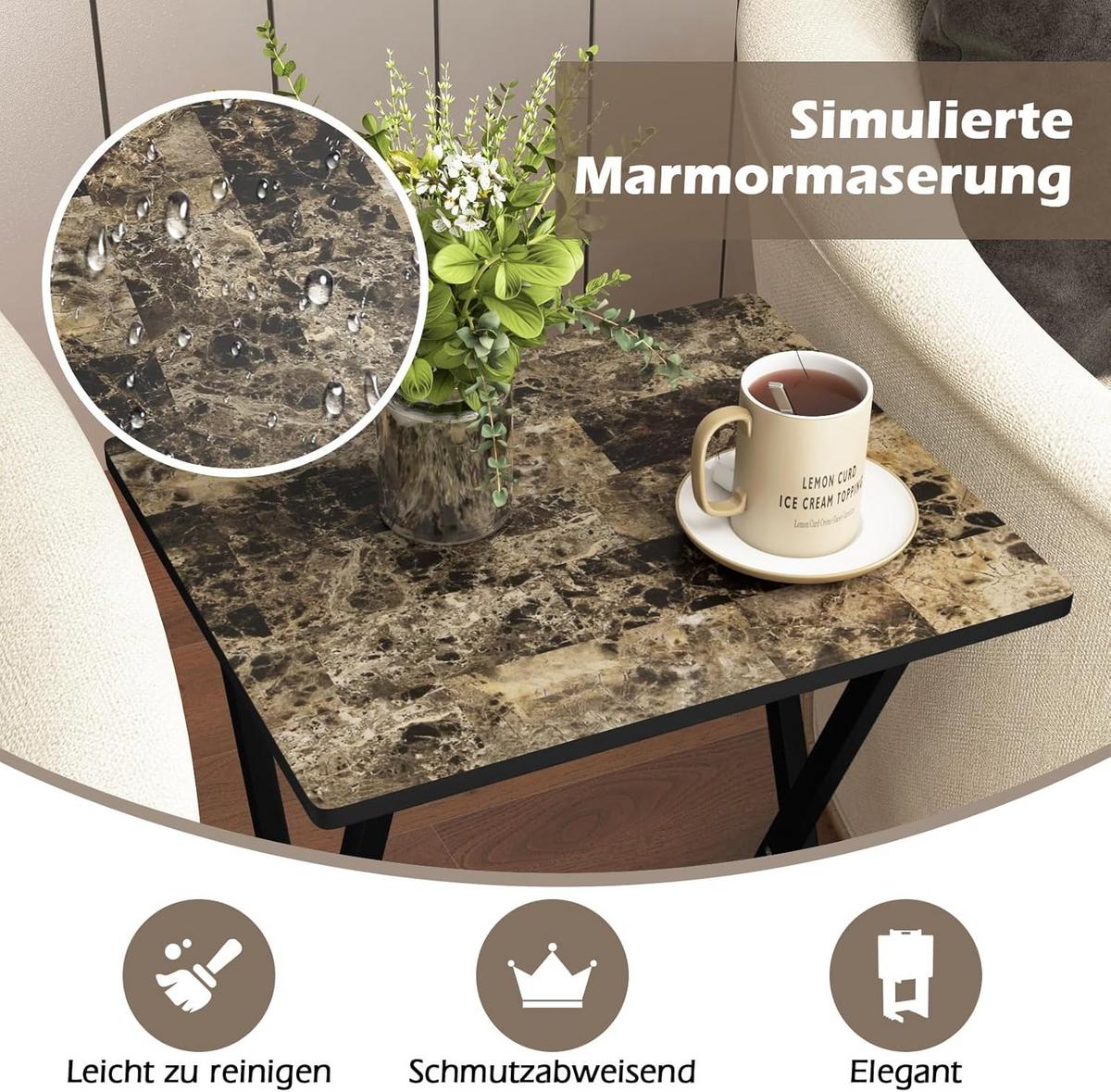 GARTENTISCH Schwarz(4-teilig) - Schwarz, Holzwerkstoff (40/48/67cm) - COSTWAY