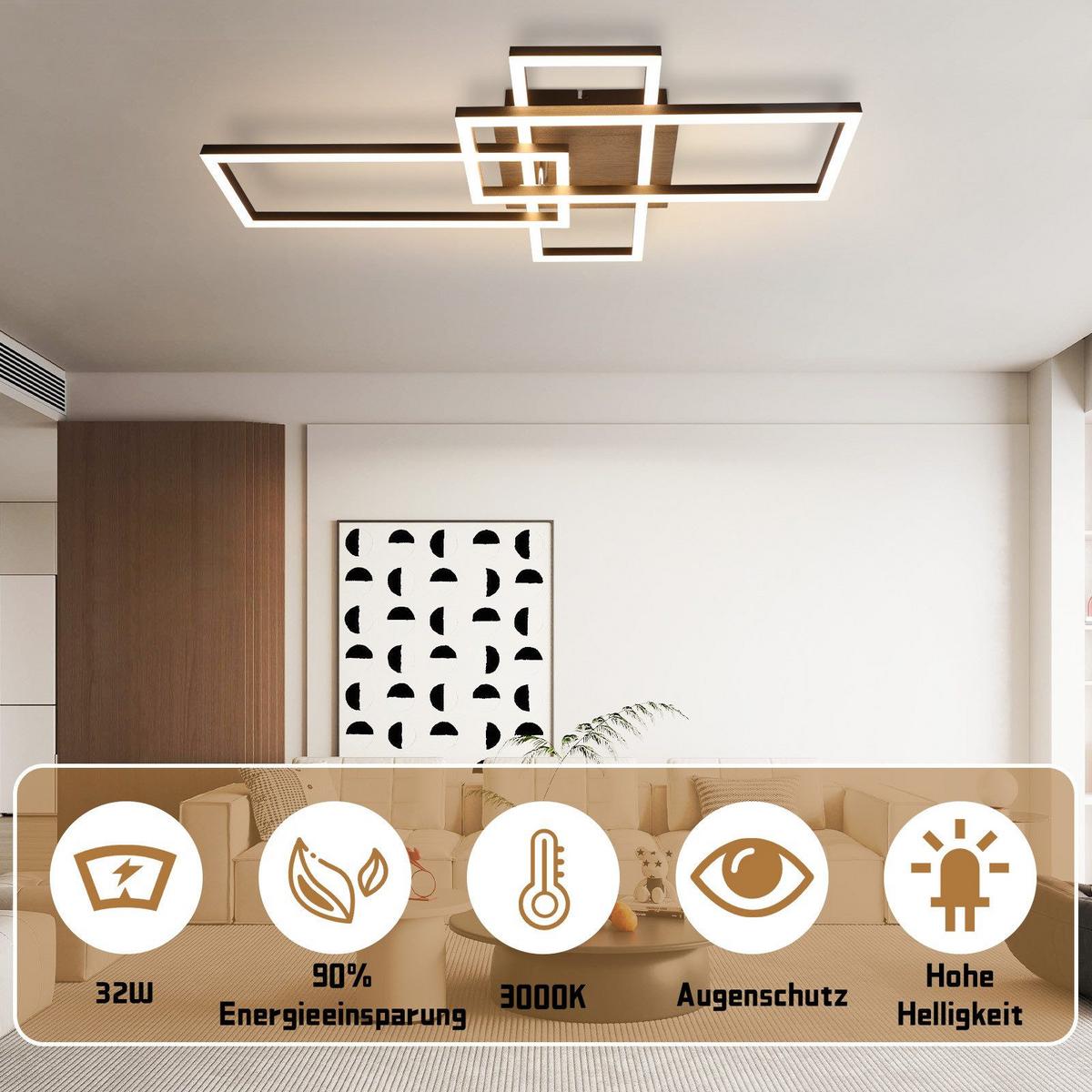LED-DECKENLEUCHTE Gaines 64.3/35/9.5 cm - Schwarz, Metall (64.5/35/9.5cm) - Nettlife