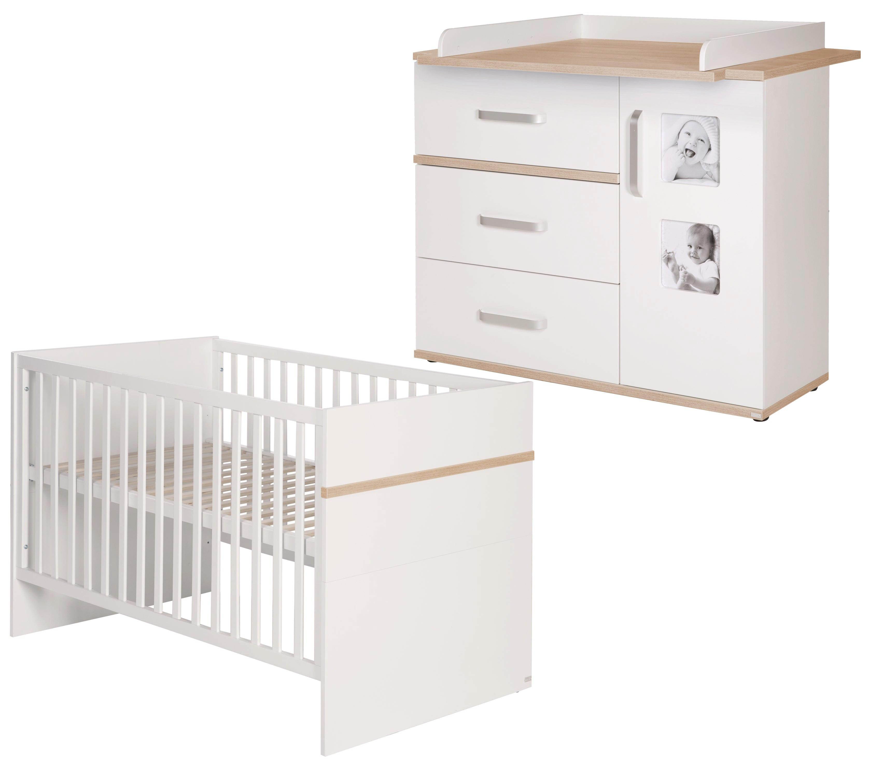 BABYZIMMER-SET Pia mit breiter Wickelkommode 2-teilig - Weiß, Holzwerkstoff (76/81/142.5cm) - Roba