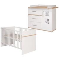 BABYZIMMER-SET Pia mit breiter Wickelkommode 2-teilig - Weiß, Holzwerkstoff (76/81/142.5cm) - Roba