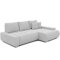 ECKSOFA NIKO Rechts, mit Schlaffunktion und Bettkasten, Hellgrau - Hellgrau, Textil (227/153cm) - Idohome