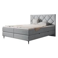 BOXBETT Letra - H3 - Hellgrau/Schwarz, Holz/Textil (160/200cm) - MIRJAN24
