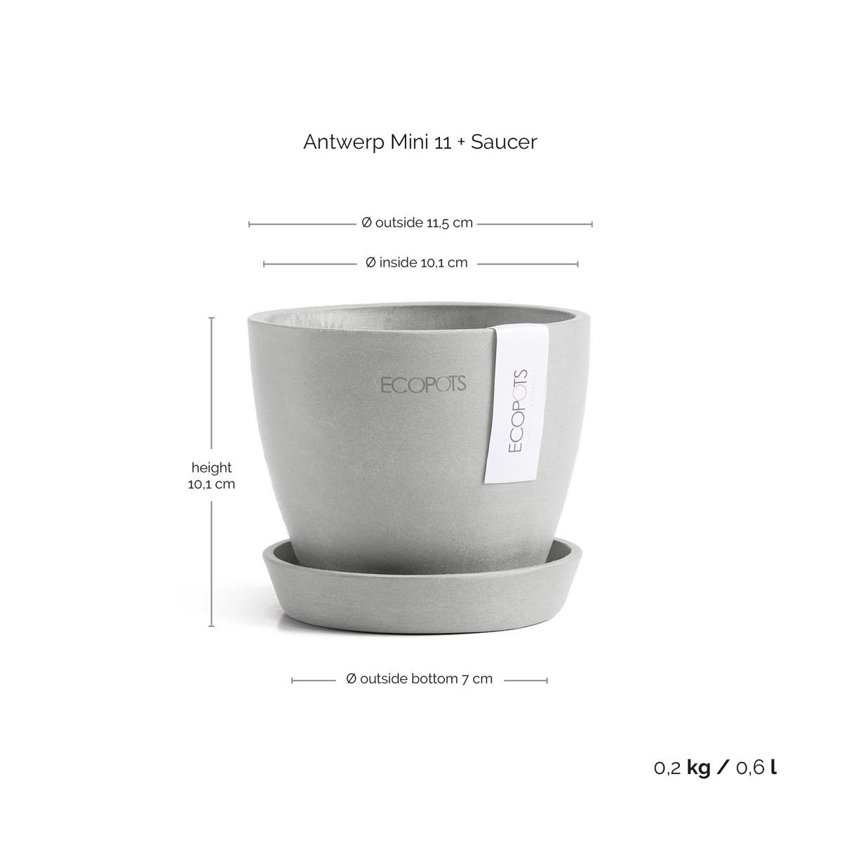 BLUMENTOPFUNTERSETZER Antwerp 11,5/10,1 cm Hellgrau - Hellgrau, Kunststoff (11.5/10.1cm) - Ecopots