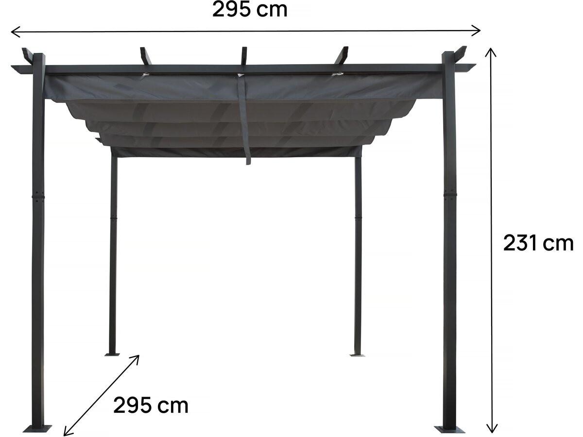 PERGOLA - MARKISE pergola en aluminium avec toit rétractable - 3 x 3 m - gris Grau - Grau, Metall (295/231/395cm) - Habitat Garten
