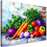 LEINWANDBILD bunte Gemüse Pflanzen 100x70cm - Multicolor, Textil (100/70cm) - Feeby