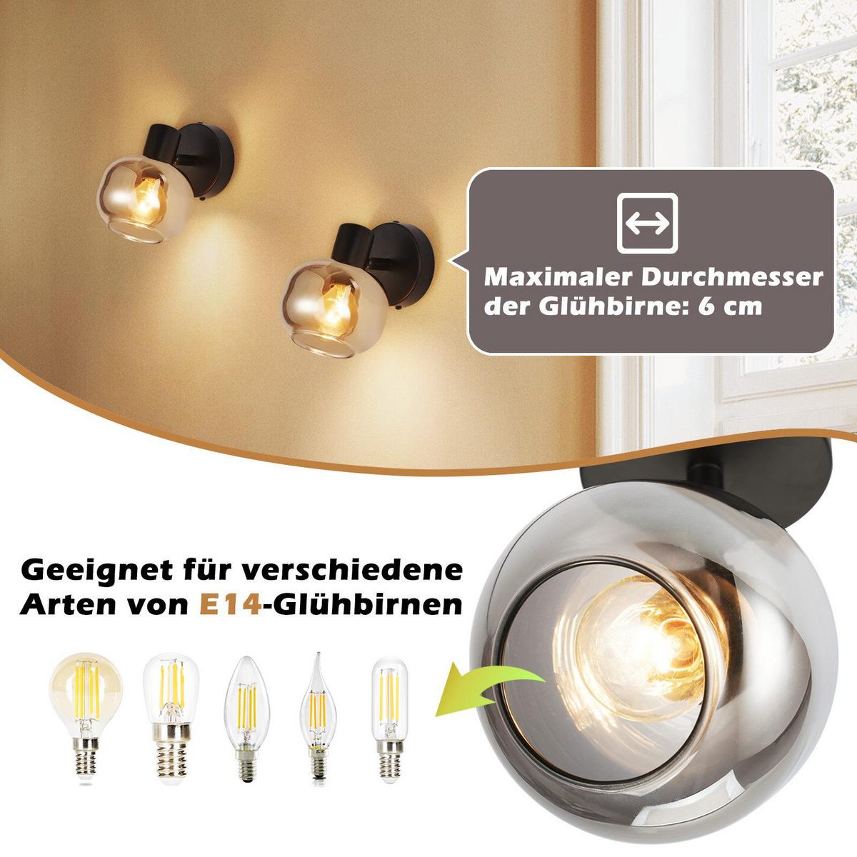 DECKENSTRAHLER Cottbus 1-flammig 9/9/16.5 cm - Schwarz, Metall (9/9/16.5cm) - Nettlife