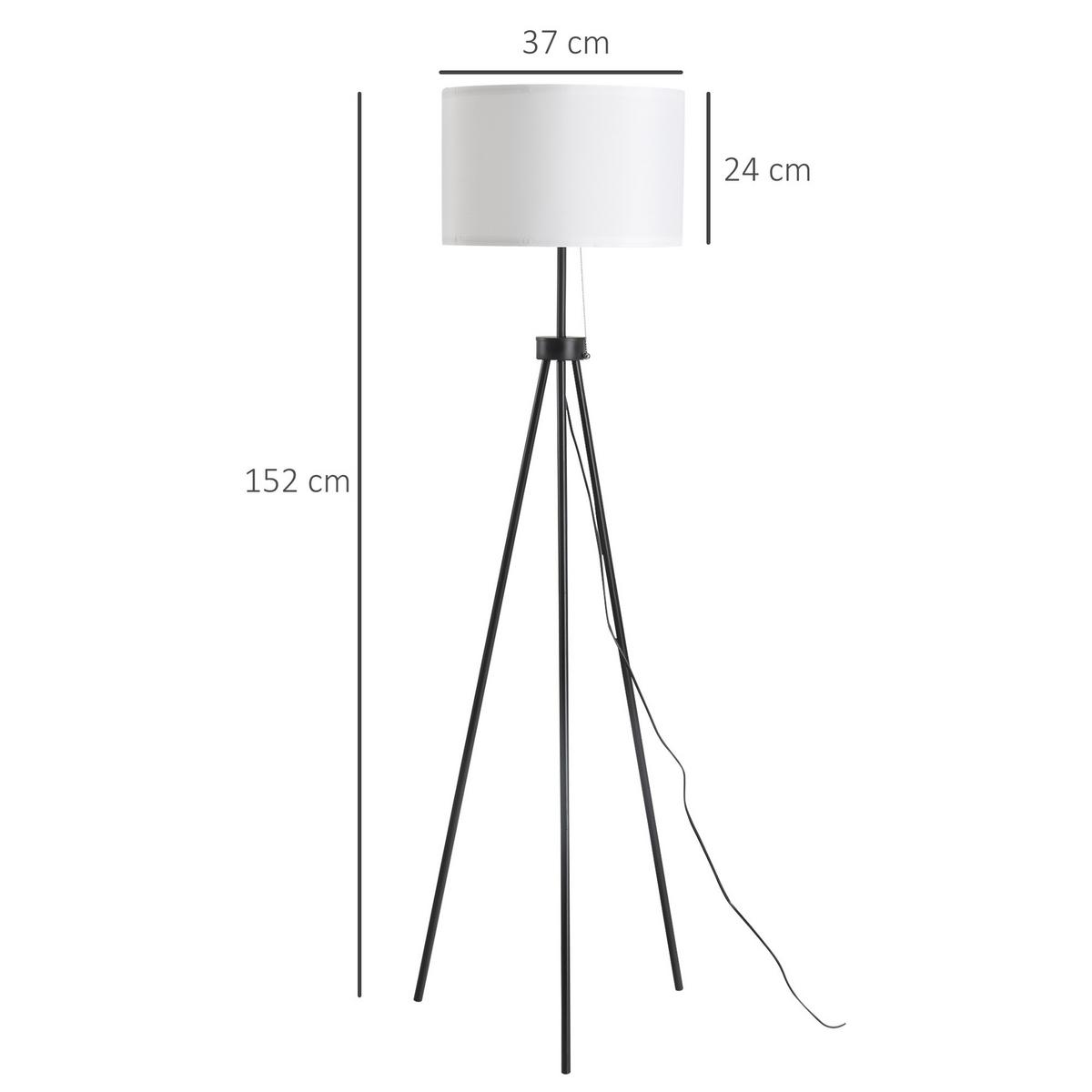STEHLAMPE Stehleuchte Standleuchte E27 Stahl 37x37x152cm (Schwarz+Weiß) - Multicolor, Metall (37/152/152cm) - HOMCOM