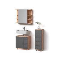 BADMÖBEL-SET Eisak Eiche 3 Teile, mit Midischrank - Eichefarben, Holzwerkstoff (60/60/33cm) - Livinity®