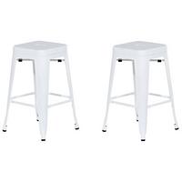 HOCKER 2er-Set Metall Weiß Cabrillo - Weiß, Metall (30/60/34cm) - Beliani