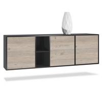 SIDEBOARD Cuba Türen in Eiche Nordic - Silbereichenfarben, Holzwerkstoff (182/53/35cm) - Vladon
