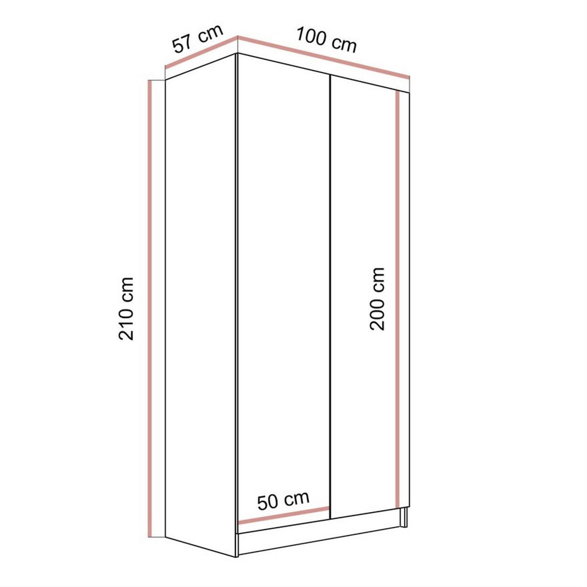 KLEIDERSCHRANK AUREL KASCHMIR 2D - Kaschmir, Holzwerkstoff (100/210/57cm) - Lookway