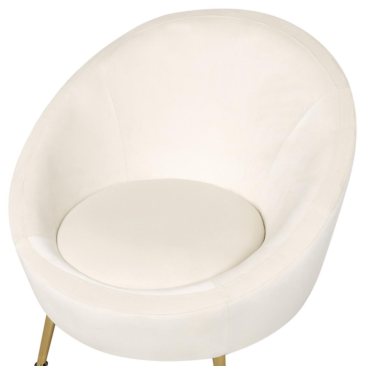 SESSEL Samtstoff cremeweiß Langa - Goldfarben/Weiß, Textil (80/81/76cm) - Beliani
