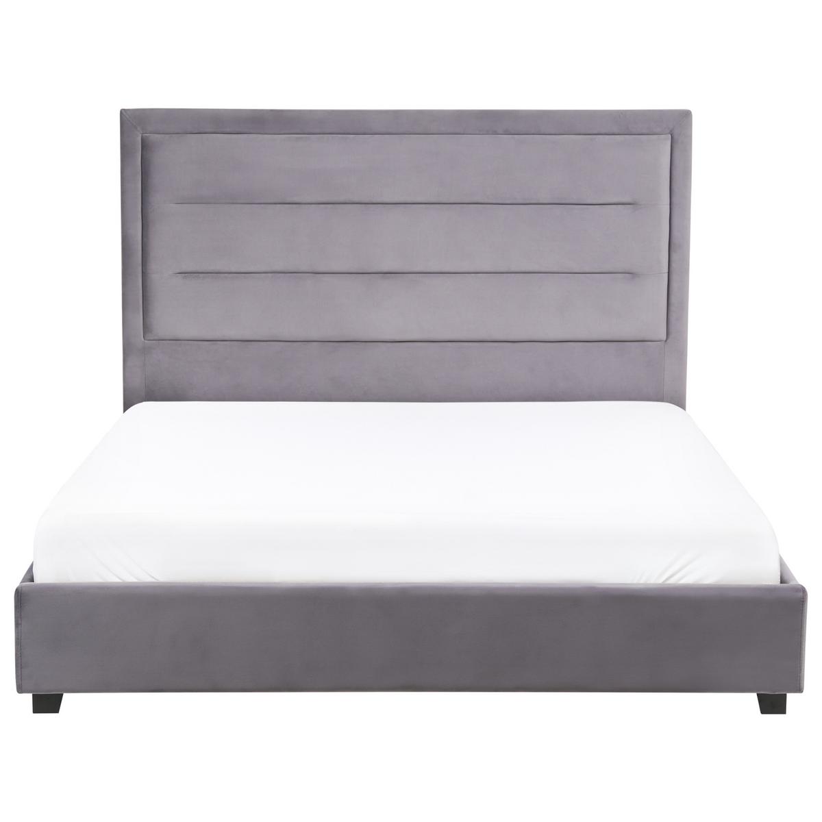 BETT mit Lattenrost 140/200 cm Dunkelgrau Rouen - Dunkelgrau/Schwarz, Textil (140/200cm) - Beliani