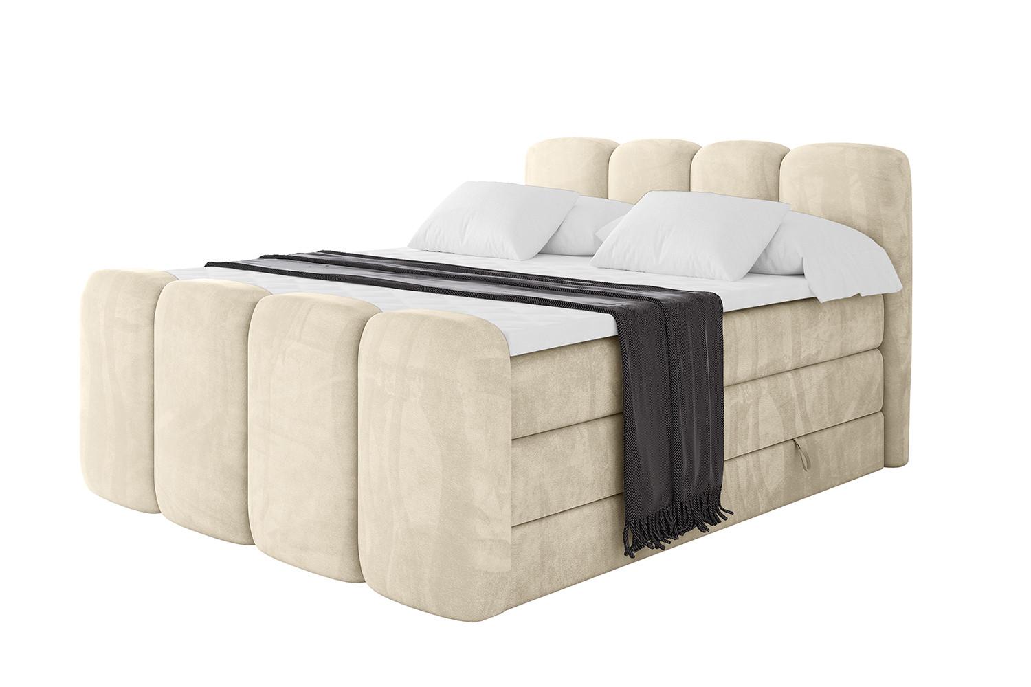 BOXBETT mit Matratze H3|H4 und Lattenrost - NINA-Z KING - 180x200 cm Monolith - Beige - Sahara, Holzwerkstoff (180/200cm)
