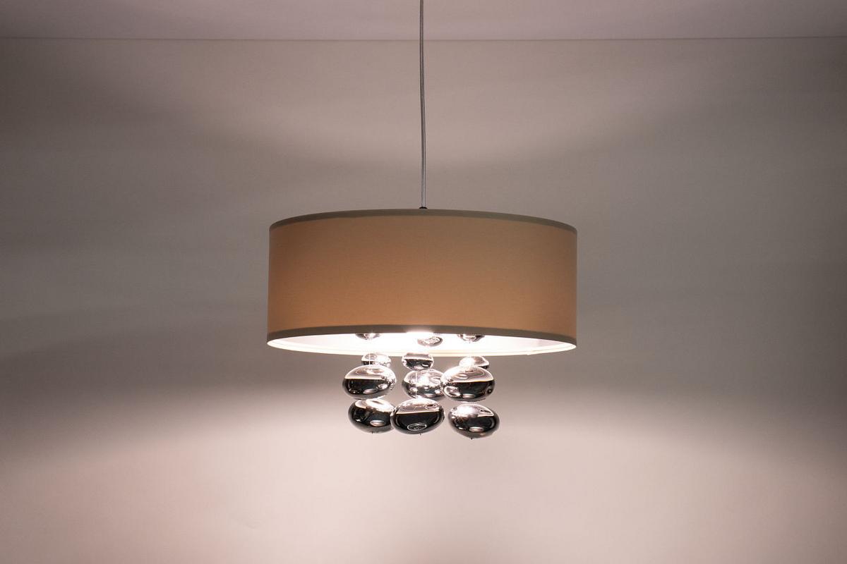 HÄNGELEUCHTE Silber 40/96 cm - Beige/Silberfarben, Kunststoff (40/1/96cm) - ONZENO