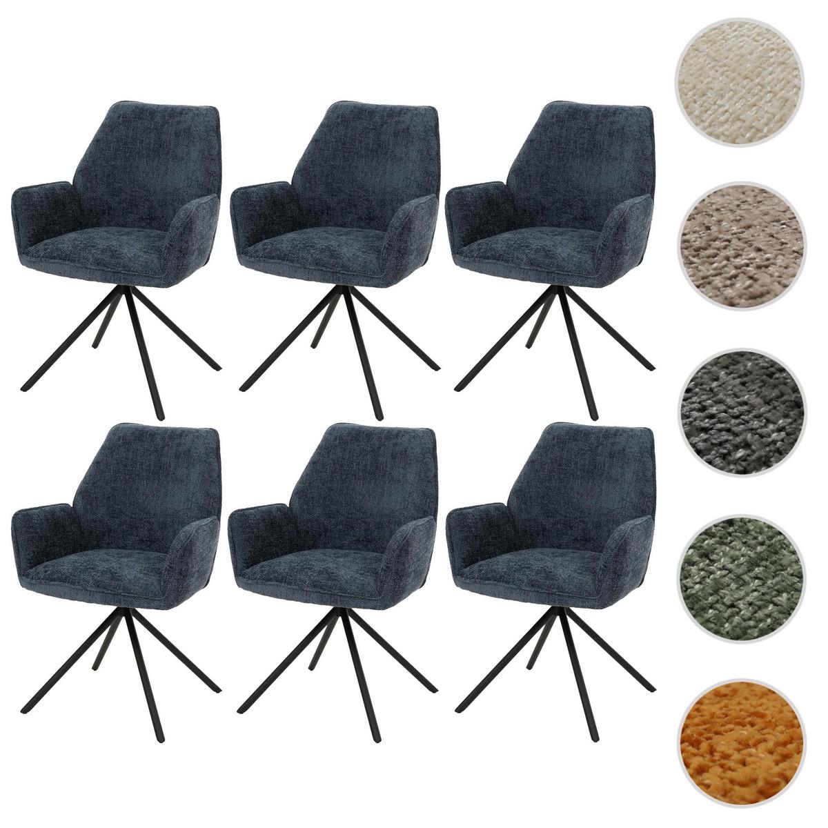 ESSZIMMERSTUHL Blau, Schwarz 6er-Set - Blau/Schwarz, Textil (60/86/60cm) - MCW