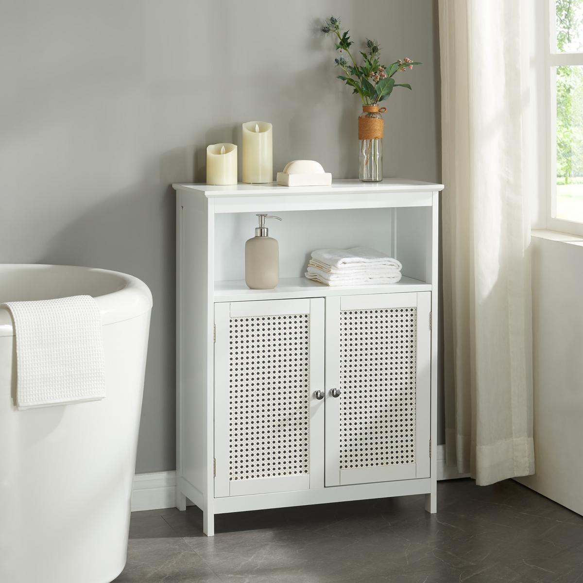 BADEZIMMERSCHRANK Karlsøy - Weiß, Holzwerkstoff (60/80/28cm) - [en.casa]