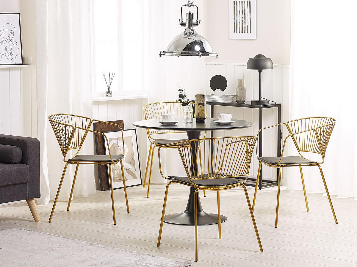 METALLSTUHL 2er-Set Gold Rigby - Goldfarben, Textil/Metall (54/77/49cm) - Beliani