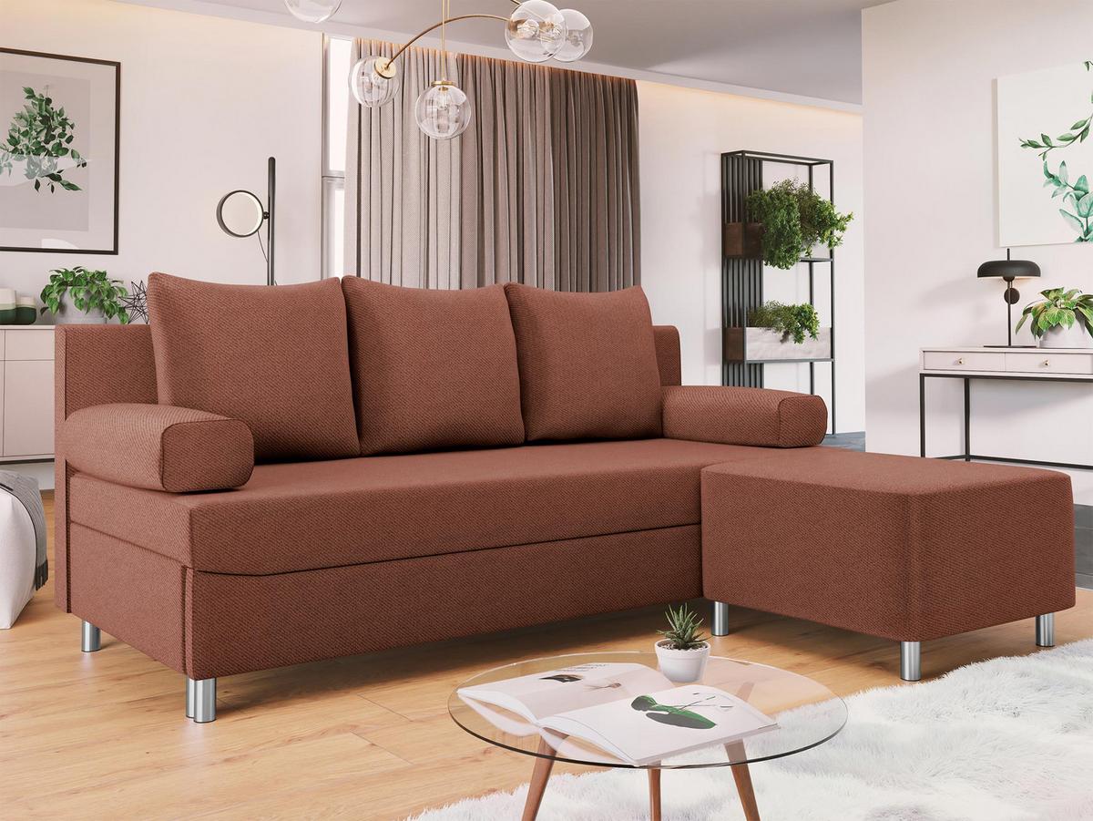 SCHLAFSOFA Dover mit Polsterhocker - Chromfarben/Rosa, Holz/Kunststoff (192/86/80cm) - MIRJAN24