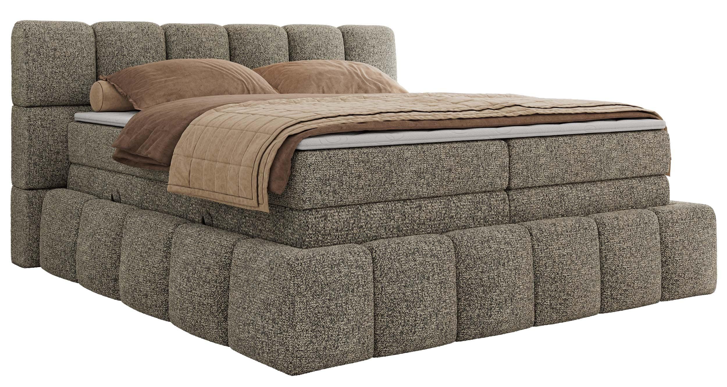 BOXSPRINGBETT NIRA KING 200/200 Grau Strukture - H4 - Grau, Holz/Textil (200/200cm) - MKS