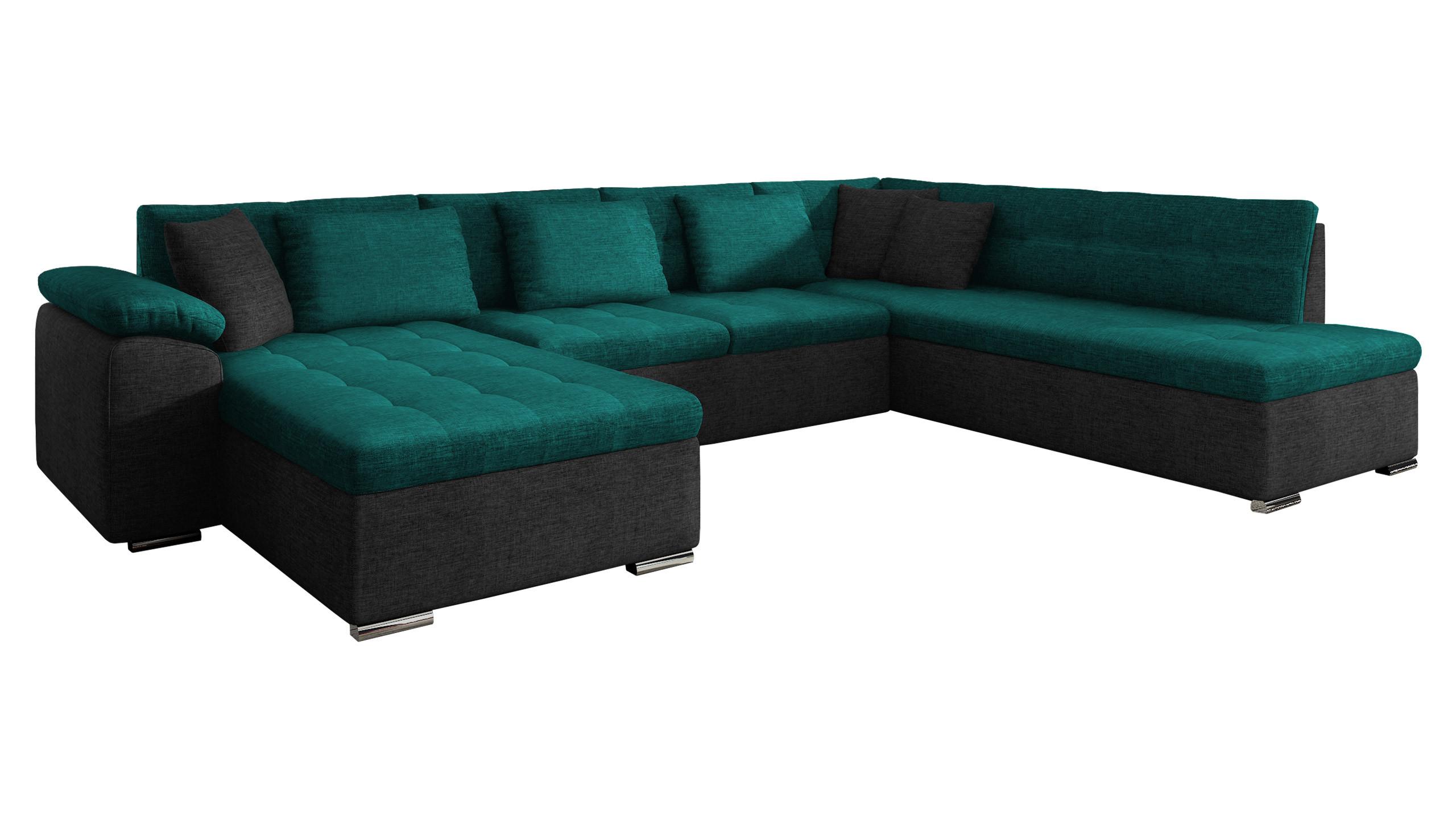 WOHNLANDSCHAFT Niko Bis, Seite: Links - Türkis, Holz/Textil (348/76/205cm) - MIRJAN24