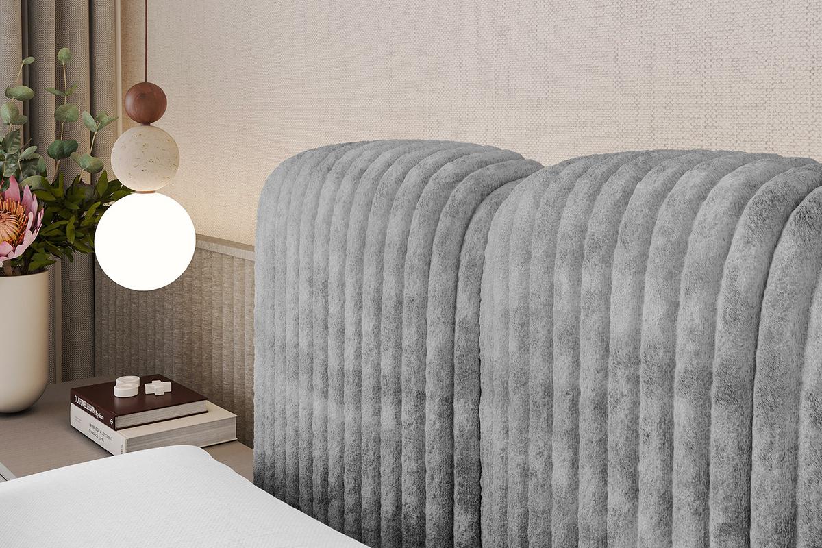 BOXBETT mit Matratze H3|H4 - NINA KING - 180x200 cm - Hellgrau - Hellgrau, Holzwerkstoff (180/200cm) - ALTDECOR