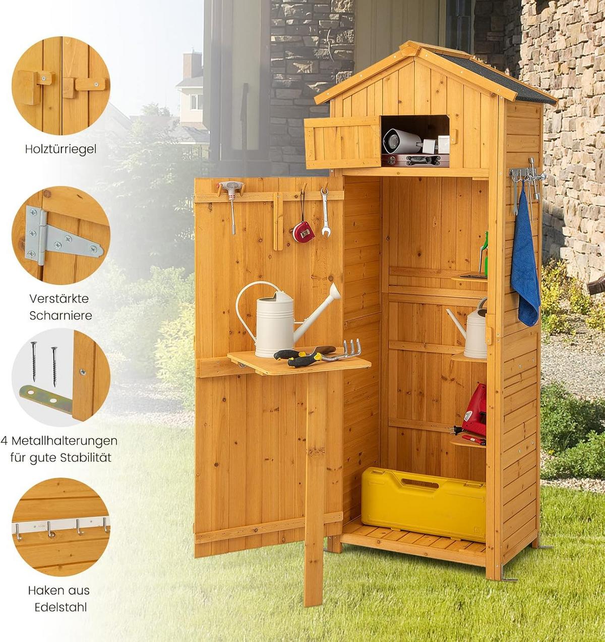 GERATEHAUS wetterfest Holz - Apfelbaumfarben, Holz (75/181/50cm) - COSTWAY