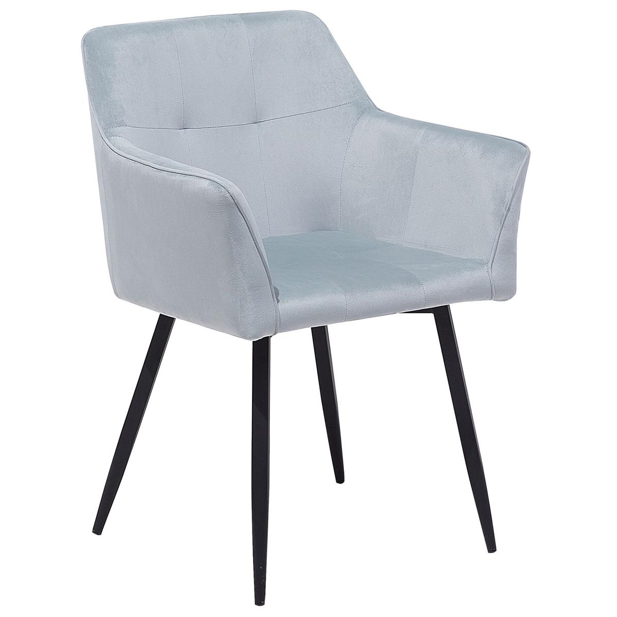 ESSZIMMERSTUHL 2er-Set Samtstoff Grau Jasmin - Grau, Textil/Metall (60/84/49cm) - Beliani
