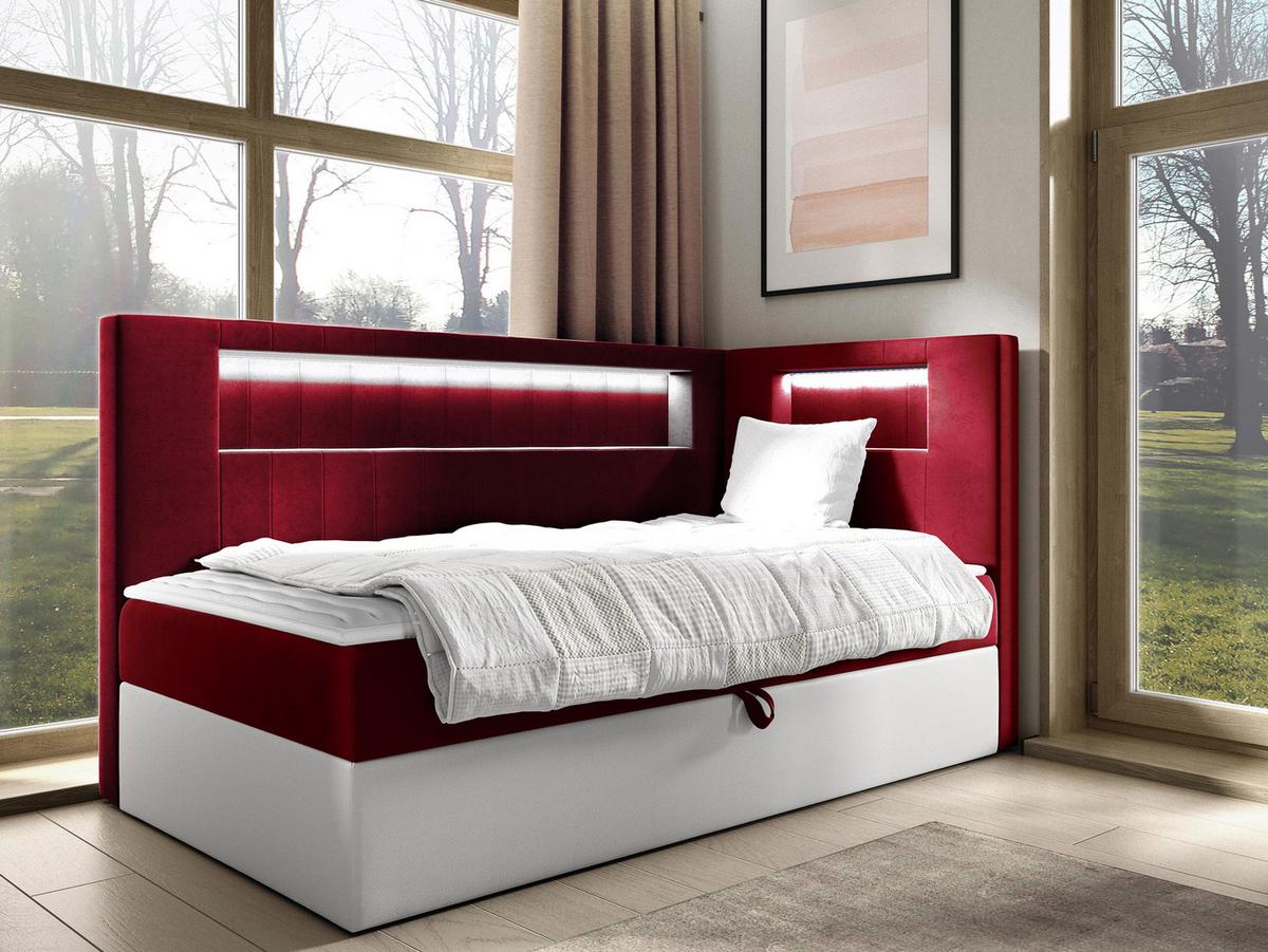BOXBETT Gold Junior 3, Seite zum Öffnen des Bettkastens: Rechts - H3 - Rot/Weiß, Holz (90/200cm) - MIRJAN24