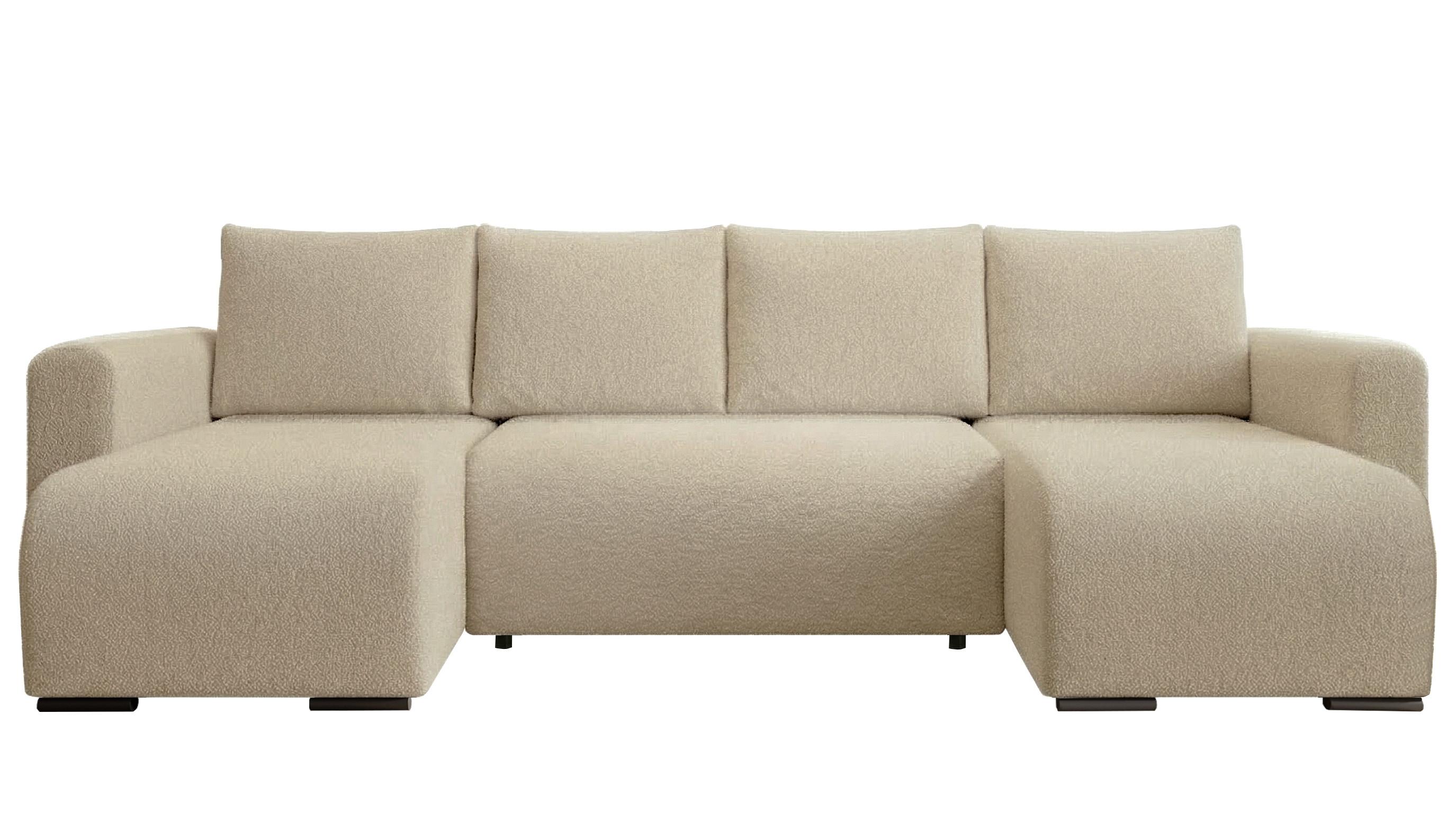 WOHNLANDSCHAFT DORA U mit Bettkasten und Schlaffunktion, U-Form, bequem - Creme, Textil (305/85/140cm) - Storez24