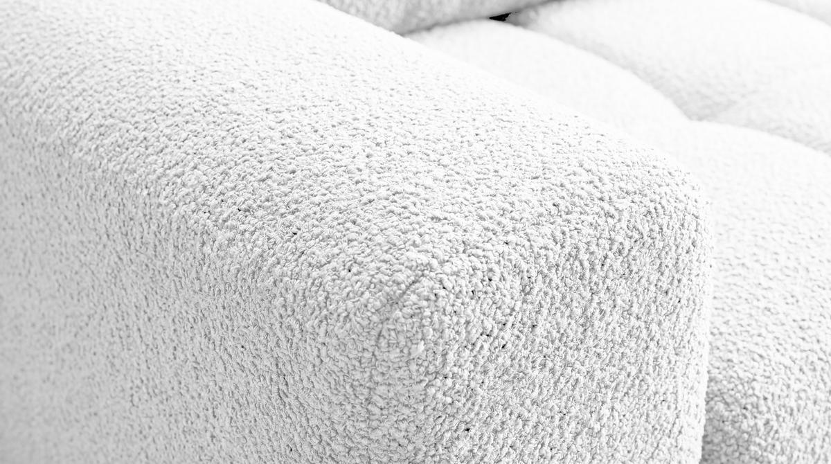 ECKSOFA Ovia mit Bettkasten und Schlaffunktion, Bouclé-Stoff in L-Form - Weiß, Textil (270/185cm)
