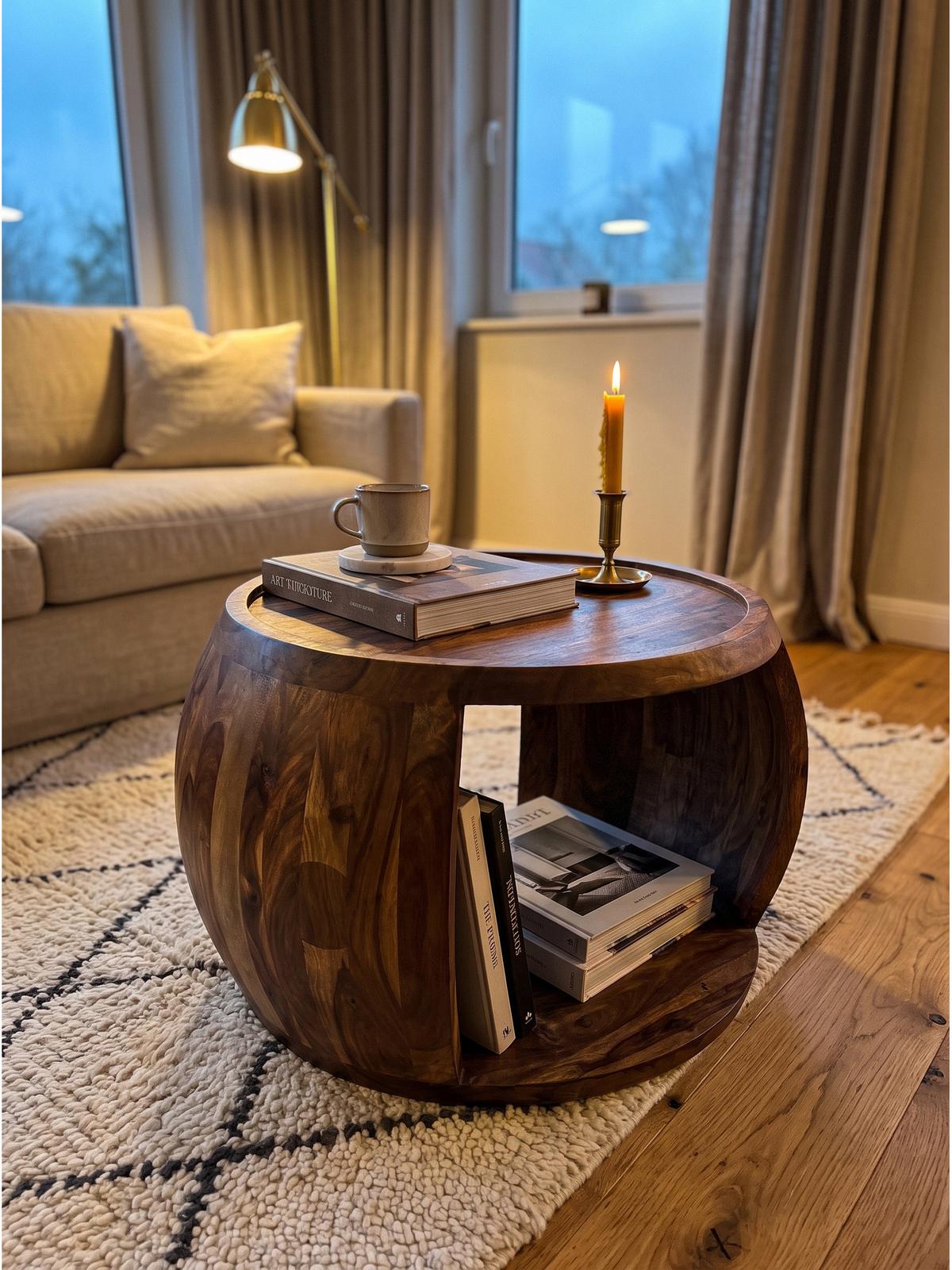 COUCHTISCH ANTEQUERA, Dunkles Massivholz, 60 x 50 x 40 cm - Dunkelbraun/Braun, Holz (50/60/40cm) - KADIMA DESIGN
