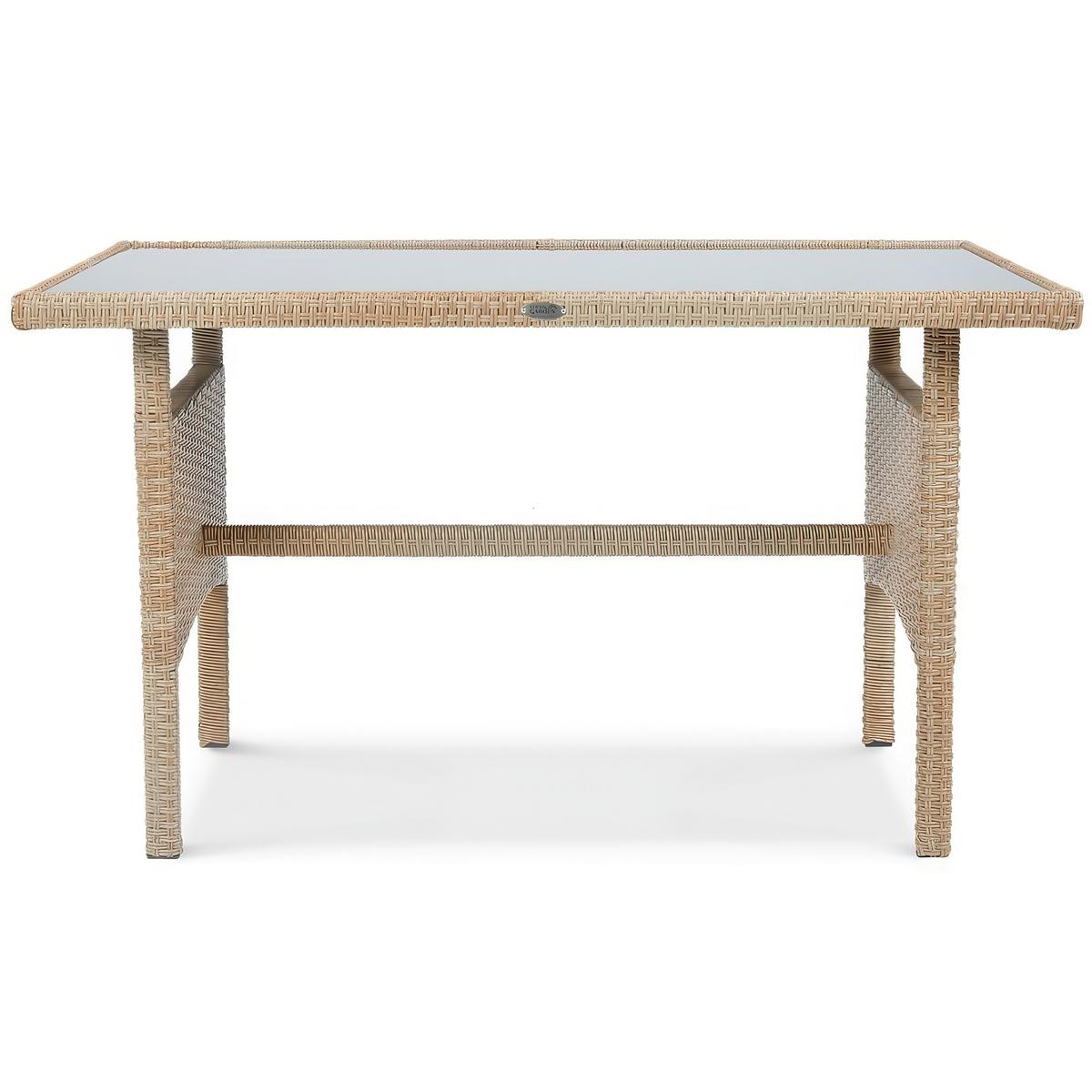 GARTENSET Calista, Technorattan, 2 Ecksofas + Sessel + 2 Hocker + Esstisch, für 7 Personen - Beige, Kunststoff - Beautysofa