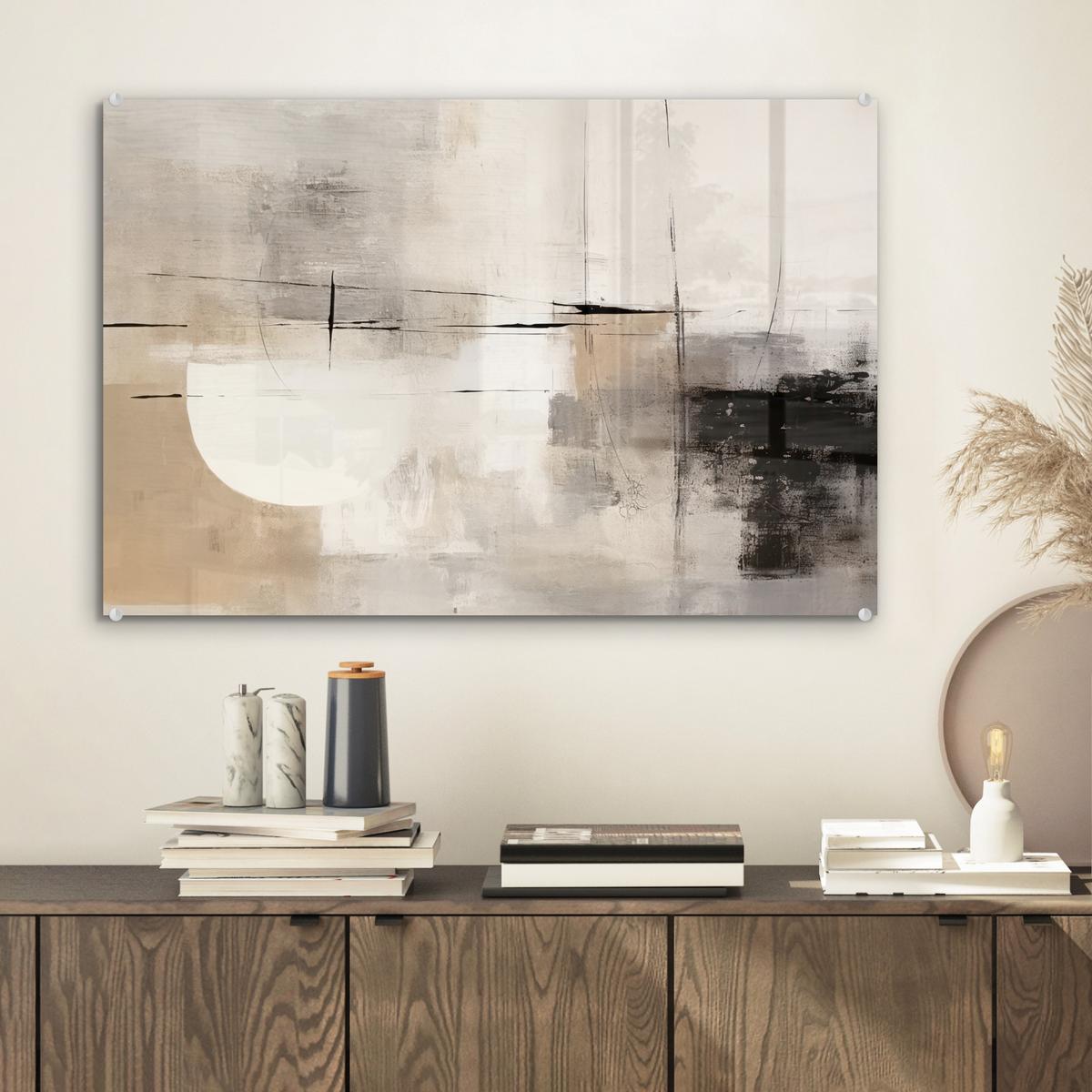 ACRYLGLASBILD Abstrakt - Kunst - Grau Wanddeko 60x40 cm - Hellgrau, Glas (60/40cm) - MuchoWow