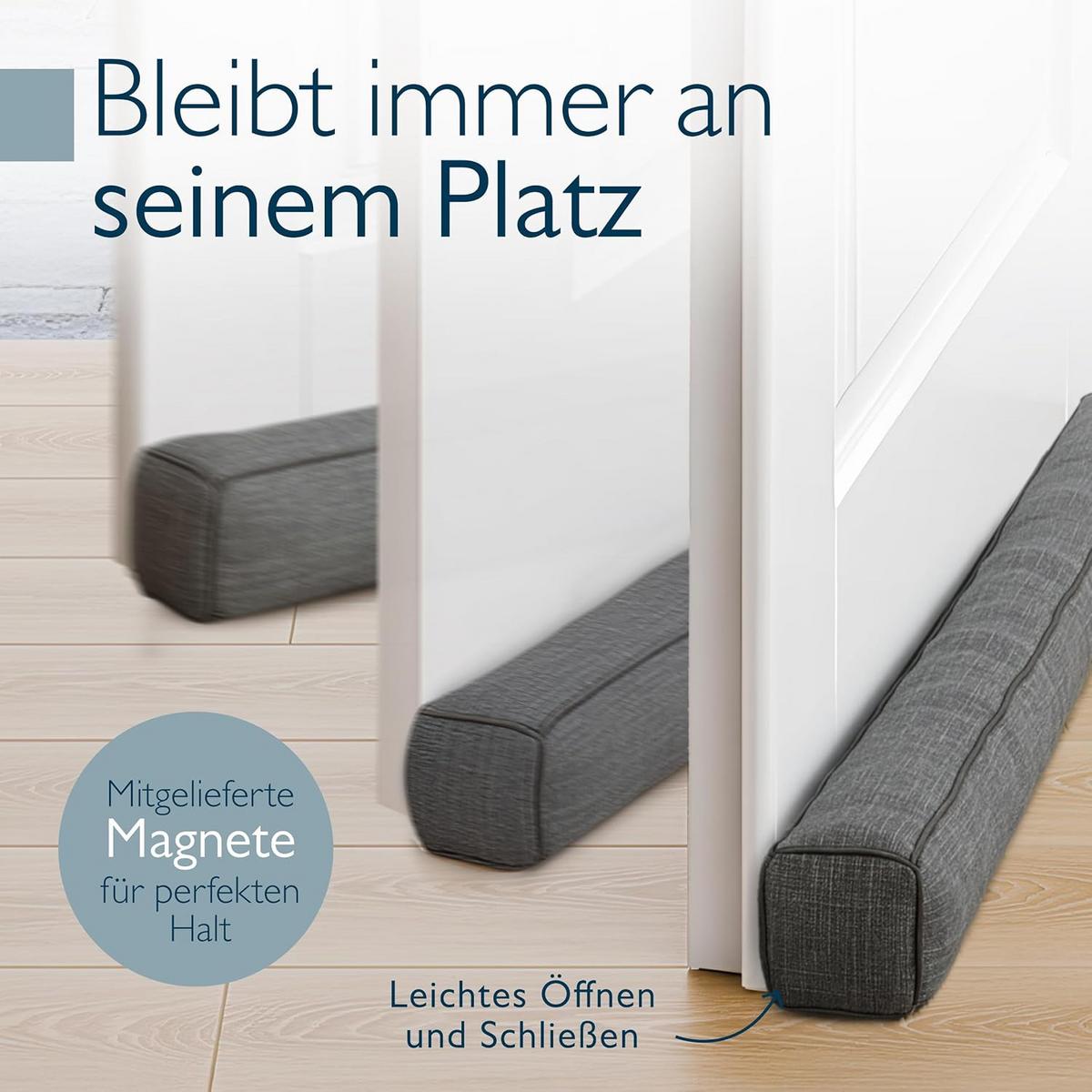 ZUGLUFTSTOPPER Levante MM 6,5x100cm Dunkelgrau - Dunkelgrau, Textil (6/100cm) - Beautissu 