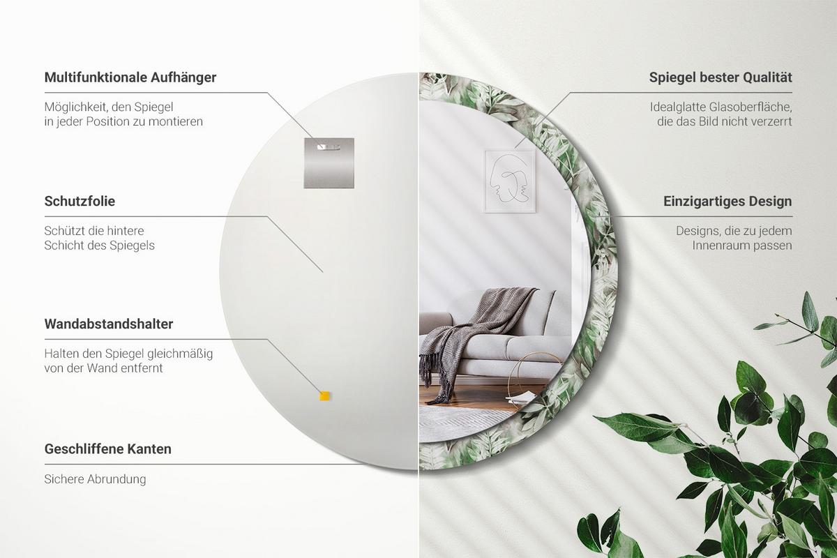 SPIEGEL Rund Ø 100 cm mit Aufdruck - Multicolor, Glas (100/100/0.4cm) - Wallfluent