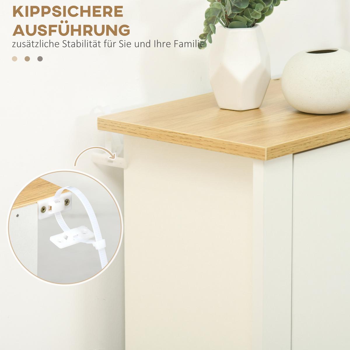 SCHUHSCHRANK Schuhregal mit Schublade Schuhständer für 18 Paar Schuhe Weiß+Natur - Weiß/Naturfarben, Holzwerkstoff/Kunststoff (26/112/72cm) - HOMCOM