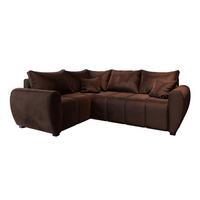 ECKSOFA MADISON L L-S Braun Plüsch-Stoff mit Schlaffunktion - Schwarz/Braun, Holz/Kunststoff (235/175cm) - MASSENO